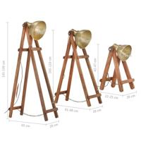 VidaXL Vloerlampen 3 st e27 massief mangohout messingkleurig - thumbnail