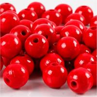 Creativ Company Houten kralen, d 12 mm, gatgrootte 3 mm, ca. 40 stuk, rood, 22 gr/ 1 doos - thumbnail