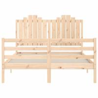 Bedframe met hoofdbord massief hout 140x200 cm - thumbnail