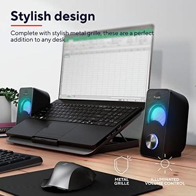 Trust Arys Compact RGB LED 2.0 speaker set PC speaker Zwart - thumbnail