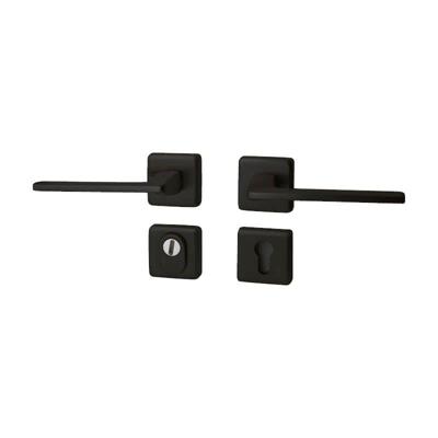 Hardbrass Achterdeurset vierkant Zenith compleet SKG3 met kerntrekbeveiliging - puurzwart