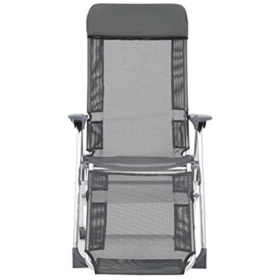 Campingstoelen met voetensteun 2 st inklapbaar textileen grijs - thumbnail