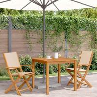 Tuinstoelen 2 st massief acaciahout en stof beige - thumbnail