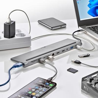 NGS Wonder Dock 12 - USB 3.0 Type-C Hub, 12-in-1 hub met meerdere poorten, Power Delivery snel opladen, HDMI, VGA, RJ45, SD/TF, brede compatibiliteit (laptops, MacBook, mobiele telefoons), compact,