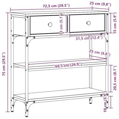 Wandtafel met lade Oudhout 72.5 x 25 x 75 cm Bewerkt hout