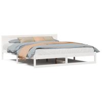 Bedframe met hoofdeinde Wit 180 x 200 cm Massief grenenhout - thumbnail