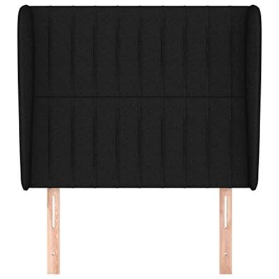 Hoofdbord met randen 103x23x118/128 cm stof zwart