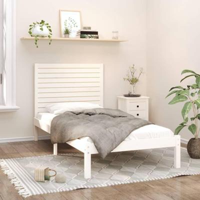 Bedframe massief hout wit 90x200 cm