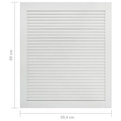 VidaXL Kastdeur met lamellen 69x59,4 cm massief grenenhout wit