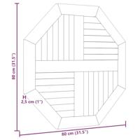 Tafelblad achthoekig 80x80x2,5 cm massief teakhout - thumbnail