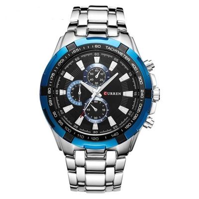 CURREN 8023 mannen RVS analoge sport quartz horloge (wit geval blauw gezicht)