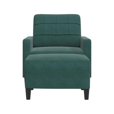 Fauteuil met voetenbank 60 cm fluweel donkergroen