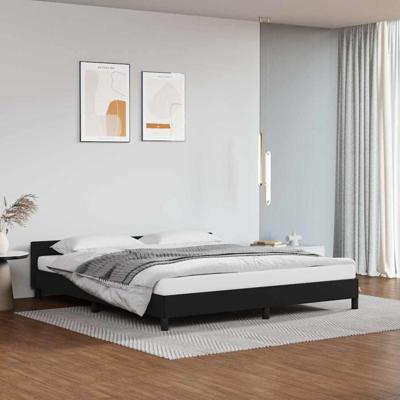 Bedframe met hoofdbord kunstleer zwart 160x200 cm Bedframe met hoofdbord kunstleer zwart 160x200 cm