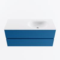 MONDIAZ VICA 110cm badmeubel onderkast Jeans 2 lades. Wastafel MOON rechts zonder kraangat, kleur Talc. - thumbnail