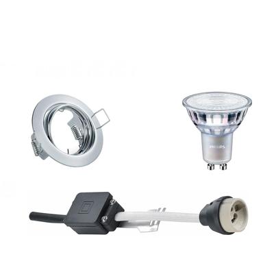 Philips LED Spot Set GU10 - Inbouw Rond Chroom - Kantelbaar Ø83mm - Warm Wit Dimbaar