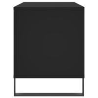 Platenkast 100x38x48 cm bewerkt hout zwart - thumbnail