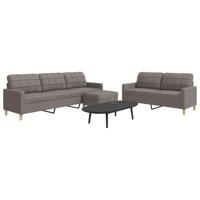 3-delige Loungeset met voetenbank stof taupe - thumbnail