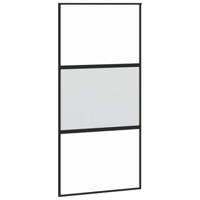 Schuifdeur met beslag 102,5x205 cm gehard glas en aluminium - thumbnail