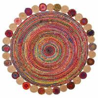 Tapijt DKD Home Decor Katoen Multicolour Jute (160 x 160 x 1 cm) - thumbnail
