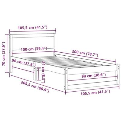 Bedframe met hoofdeinde Wit 100 x 200 cm Massief grenenhout