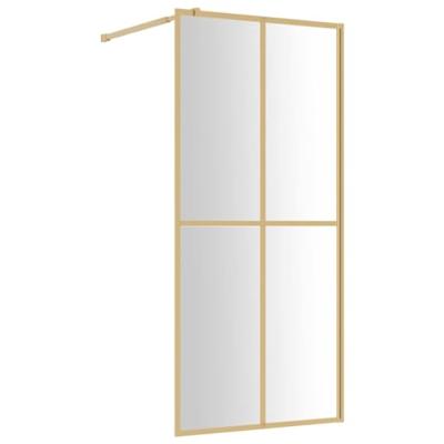 VidaXL Inloopdouchewand transparant 100x195 cm esg-glas goudkleurig