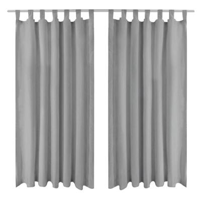 VidaXL Micro-satijnen gordijnen met lussen 140x175 cm grijs 2 st