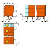 WAGO 739-239 Veerkrachtklemblok 2.50 mm² Aantal polen 9 Oranje 60 stuk(s) - thumbnail
