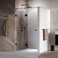 Brauer Void - Carving Nisdeur - 2-Delig - Helder Glas - 110 x 200 cm - Omkeerbaar - met Draaideur 60 cm - Aan Glas - incl. Glascoating - Mat Zwart - thumbnail