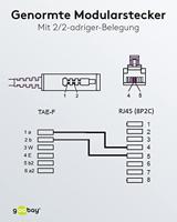 Goobay 51233 routerkabel, aansluitkabel voor DSL / ADSL / VDSL, TAE-F-stekker op RJ45-stekker (8P2C), zwart, 3m, 3 meter - thumbnail