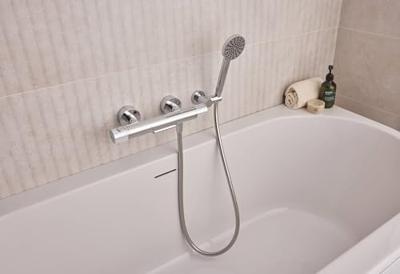 Saqu Line half vrijstaand bad 2-persoons back-to-wall 180x81,5cm glans wit acryl incl. afvoerplug wit