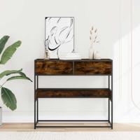 Wandtafel 90x35x80 cm bewerkt hout gerookt eikenkleurig - thumbnail