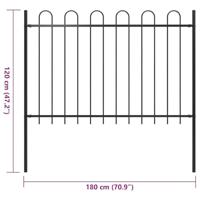 Tuinhek met ronde bovenkant 1,7 m staal zwart - thumbnail