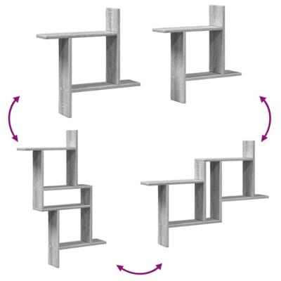 Wandschappen 2 st 50x12x50 cm bewerkt hout grijs sonoma eiken Wandschappen 2 st 50x12x50 cm bewerkt hout grijs sonoma eiken