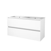 Badmeubelset BWS Salt 120x46cm Greeploos 2 Lades Met Wastafel Porselein 2 Kraangaten Ice White - thumbnail
