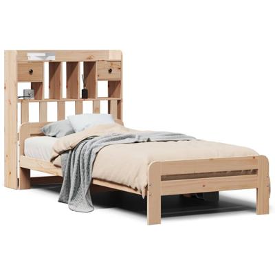 Bed met boekenkast zonder matras massief grenenhout 160x200 cm - thumbnail