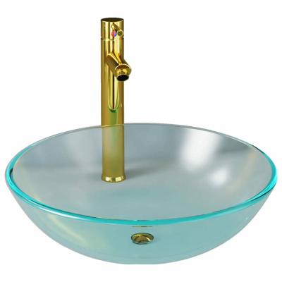 VidaXL Wastafel met kraan en pop-up afvoer mat gehard glas VidaXL Wastafel met kraan en pop-up afvoer mat gehard glas