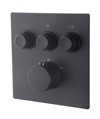 Wiesbaden Caral Klik Pro afbouwdeel inbouwthermostaat 3 weg mat zwart Wiesbaden Caral Klik Pro afbouwdeel inbouwthermostaat 3 weg mat zwart