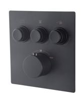 Wiesbaden Caral Klik Pro afbouwdeel inbouwthermostaat 3 weg mat zwart - thumbnail