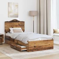 Bedframe met hoofdeinde Oudhout 90 x 200 cm Bewerkt hout - thumbnail