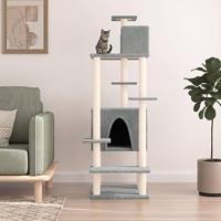 VidaXL Kattenmeubel met sisal krabpalen 154 cm lichtgrijs - thumbnail