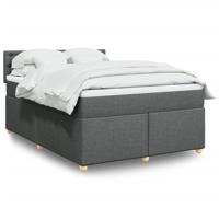 Boxspring met matras stof donkergrijs 140x200 cm - thumbnail