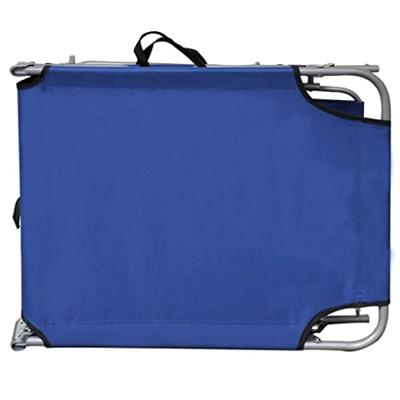 Ligbed inklapbaar met luifel staal en stof blauw