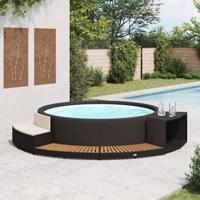 Spa-ombouw poly rattan en acaciahout zwart - thumbnail