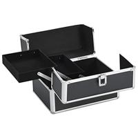VidaXL Make-up koffer 22x30x21 cm aluminium zwart - thumbnail