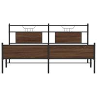 Bedframe zonder matras metaal bruin eikenkleurig 160x200 cm - thumbnail