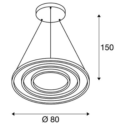 SLV Led hanglampOne Triple 3-rings Ø 80cm dimbaar zwart - 1002913