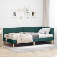Hoekbedframe met Matras Anders met hoofdeinde 2 pcs Groen Stof - thumbnail