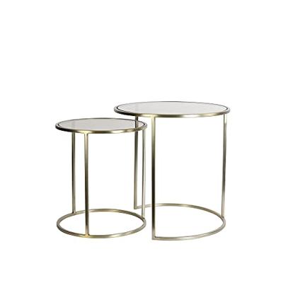 Light & Living Bijzettafel 'Duarte' Set van 2 stuks, kleur Goud/Lichtbruin