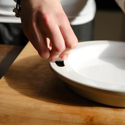 Warmhoudbord wit/rood