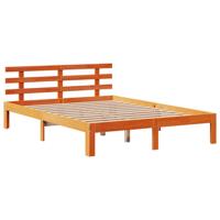 Bedframe met hoofdbord massief grenenhout wasbruin 150x200 cm - thumbnail
